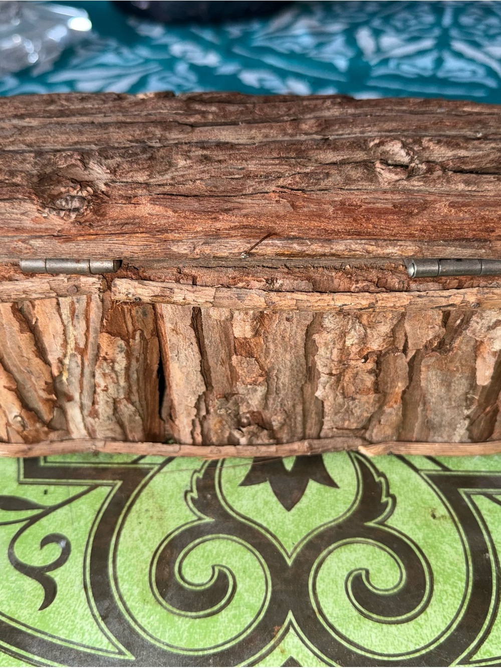 Rustic Bark Storage Box - Natural Brown Wood Organizer